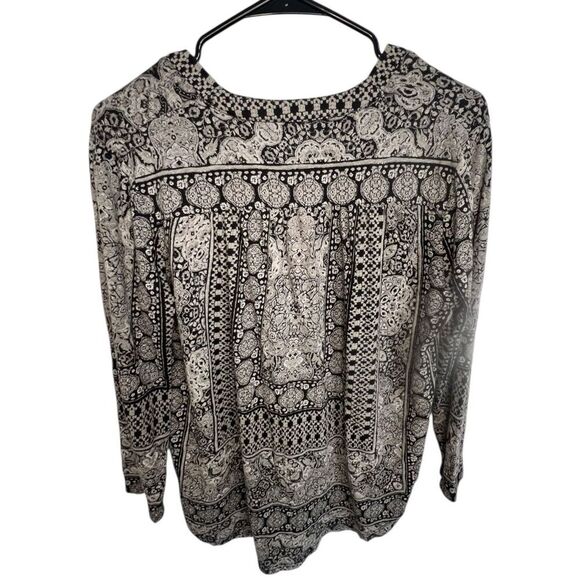 Lucky Brand Boho V-Neck Loose Fit Stretchy Long Sleeve Top - Picture 3 of 4